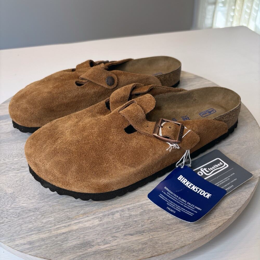 New with Tags Men's Birkenstock Boston Mink Classic Suede Soft Clogs Shoes Sz 7 - Picture 2 of 10